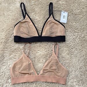 NWT! Bundle of TWO Negative Sieve Triangle Bras. Buff and Buff + Black. Size 3